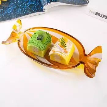 Цветная фруктовая чаша Стеклянный поднос для хранения в форме конфет Настольный кухонный декоративный поднос Хрустальный стеклянный поднос для хранения дома Гостиная зелёный