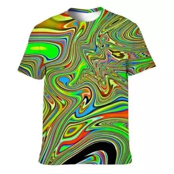 Цветная футболка Trippy для мужчин с рисунком в виде 3D-принта, крутые дизайны, футболки, летняя повседневная футболка с коротким рукавом и круглым вырезом S