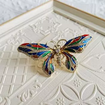 Цветная глазурь Кристалл Большая бабочка Брошь Форма Бабочки Булавка Бабочка Женская butterfly
