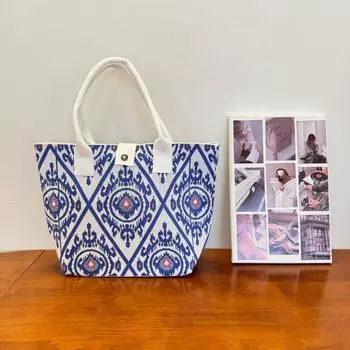 Цветная холщовая сумка с геометрическим узором, переносная вязаная женская сумка в этническом стиле Style7