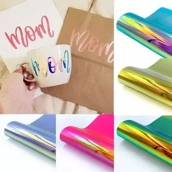 Цветная ирисовая задняя клейкая голографическая виниловая пленка ремесленная наклейка меняющая цвет самоклеящаяся ПВХ 30*25cm синий