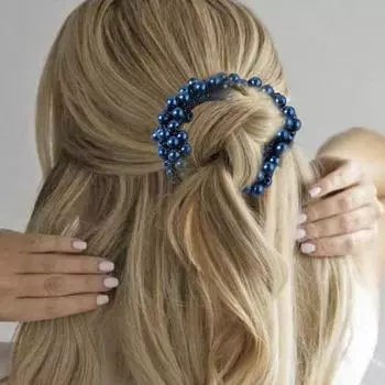 Цветная искусственная жемчужина для волос, высокая эластичная резинка для волос, женская высокая резинка для волос, держатель для хвоста, аксессуар для волос темно-синий