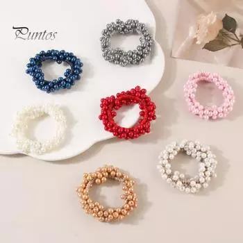 Цветная искусственная жемчужина для волос, высокая эластичная резинка для волос, женская высокая резинка для волос, держатель для хвоста, аксессуар для волос розовый