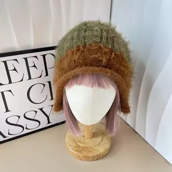 Цветная контрастная плюшевая вязаная шапка для защиты ушей на осень и зиму, рыболовная шапка, шапка для бассейна, защита ушей, шапка Lei Feng 56-58CM