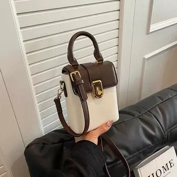 Цветная контрастная простая сумка для телефона для женщин из искусственной кожи с клапаном, повседневные сумки через плечо, женская сумка для помады