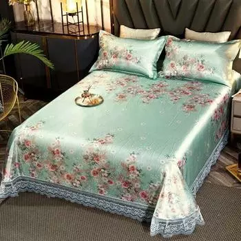 Цветная льняная простыня, охлаждающее постельное белье, украшение, машинная стирка, гладкое покрывало для кровати размера «queen-size» с наволочками 220x240cm