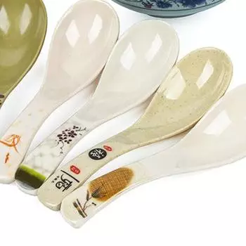 Цветная меламиновая ложка Пластиковая ложка Маленькая ложка для риса Ложка для имитации фарфора Ложка для супа Ключ для ламианской лапши Ложка для ресторана Бытовая