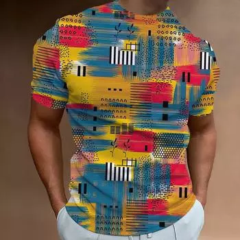 Цветная мужская футболка с круглым вырезом и принтом граффити, летняя повседневная мужская футболка для улицы, мужские топы с короткими рукавами, футболки XXS
