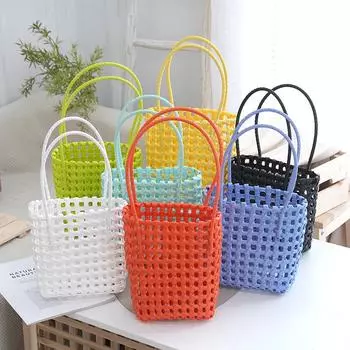 Цветная плетеная женская сумка ручной работы для пляжа и отдыха чёрный