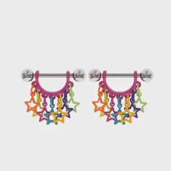 Цветная подвеска в виде звезды и сердца из нержавеющей стали, кольцо для соска, ювелирные изделия для пирсинга тела 1.6x10 mm