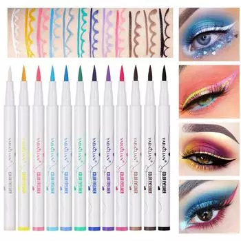 Цветная подводка для глаз Макияж не так легко размазать Водостойкая тонкая подводка для глаз белый