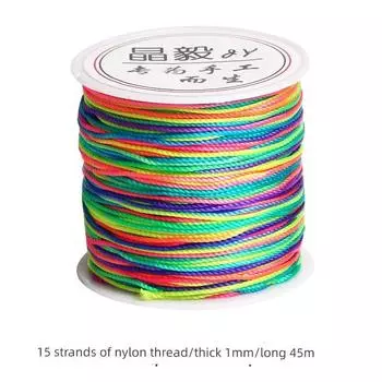 Цветная проволока Цветная веревка Пятицветная нить Плетеная веревка Браслет Ручной работы Праздник Драконьих лодок Материал для плетения вручную Nylon 15 strands fluorescent color about 45 m/Roll