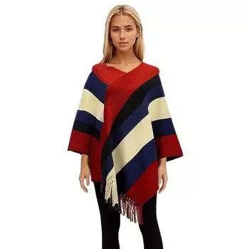 Цветная пряжа вязаная шаль термополосатый пуловер накидка жакет вязаный свитер 85 темно-синий