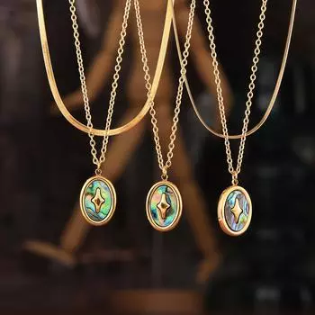 Цветная ракушка кулон ключица ожерелье сложенный с ветром титановая сталь покрытая 18-каратным золотом легкие роскошные ювелирные изделия для женщин