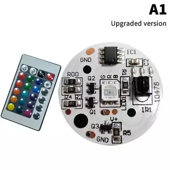 Цветная RGB световая плата Круглый светодиодный источник света Низковольтный DC 5V Переключатель Пульт дистанционного управления Для основания для украшений DIY Светодиод A1