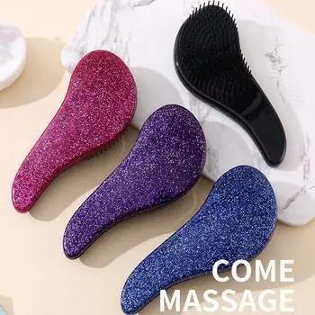 Цветная щетка для волос для детей и женщин, блестящая расческа для волос против узелков, расческа для уменьшения выпадения волос, распутывающая щетка, массажная расческа для кожи головы, Peine чёрный