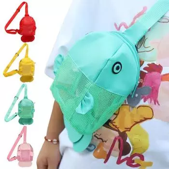 Цветная сетчатая пляжная сумка с регулируемыми плечевыми ремнями и застежкой-молнией, водонепроницаемая, для моря жёлтый