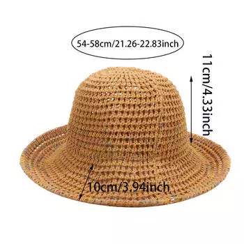 Цветная шляпа-тазик, пляжная шляпа из травы, кружевная плетеная шляпа, женская дорожная солнцезащитная пляжная шляпа, кружевная шляпа One Size хаки