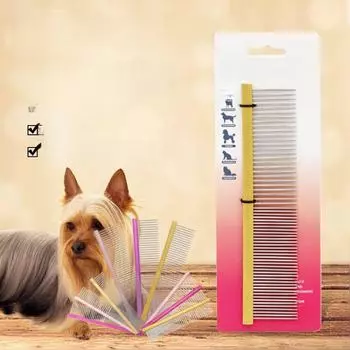 Цветная стальная расческа для ухода за домашними животными для кошек и собак Small 12.2*2.5CM розы красного