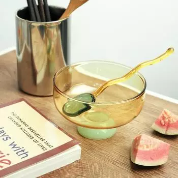 Цветная стеклянная десертная чаша большой емкости, миска для мороженого, фруктов, пудинга, декоративная миска для супа, салата, торта, посуда для вечеринки и бара without spoon розовый