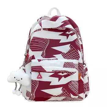 Цветная строчка Рюкзак Студенческий школьный рюкзак Рюкзак большой вместимости для мужчин и женщин красный