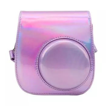 Цветная сумка-чехол для камеры из ПУ кожи со съемным регулируемым плечевым ремнем для Fujifilm Mini 11 фиолетовый