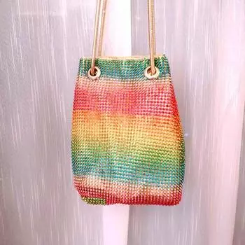 Цветная сумка радужная сумка женская новая модная женская сумка 2024 года сумка со стразами сумка через плечо сумка-ведро