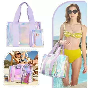 Цветная сумка-тоут из ПВХ для женщин, сумка-тоут из ПВХ, женская сумка через плечо большой емкости, водонепроницаемая сумка для мобильного телефона One Size