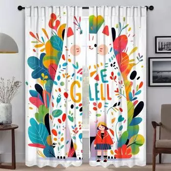 Цветная текстура кошки, украшение на Хэллоуин, элегантные шторы для гостиной, домашний интерьер, шторы из 2 частей, перегородка W60xH90cmx2pcs-CL