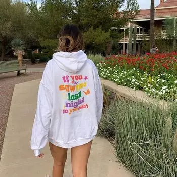 Цветная толстовка с капюшоном «Если ты видел меня прошлой ночью», женские толстовки с капюшоном, пуловеры унисекс из чистого хлопка, эстетические повседневные джемперы, толстовки S белый
