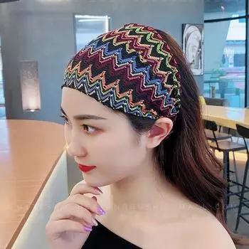 Цветная волнистая сетчатая повязка на голову, нескользящая, широкая, боковая, повязка на голову, темперамент, кружевные повязки для волос для матери Style A