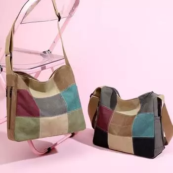 Цветная женская сумка через плечо большой емкости, портативная холщовая сумка с швом серый
