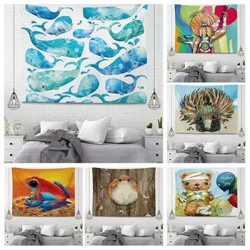 Цветная живопись Маленький гобелен с изображением животных Офисный гобелен для гостиной Домашний настенный декор Гобелен 100x75cm