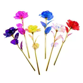 Цветная золотая фольга, имитация цветка розы, одиночный вечный цветок, не подвержен износу и не выцветает. One Size