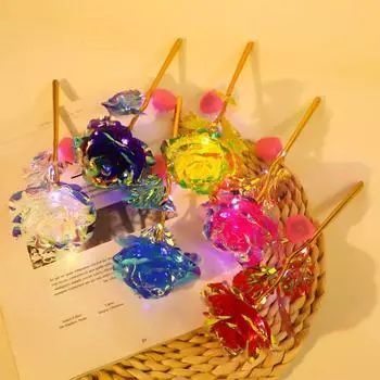 Цветная золотая фольга, имитация цветка розы, одиночный вечный цветок, не подвержен износу и не выцветает. One Size