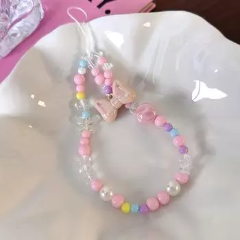 Цветная Звезда Медведь Бисерный Телефон Цепочка Подвеска Для Женщин Девочек Универсальный Мобильный Телефон Анти Потеря Шнурок Чехол Для Телефона Подвешивание Веревка