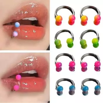 Цветное 1,2 мм круглое кольцо-штанга бесшовное пирсинг ушей безопасный пирсинг носа бровь Green 8mm