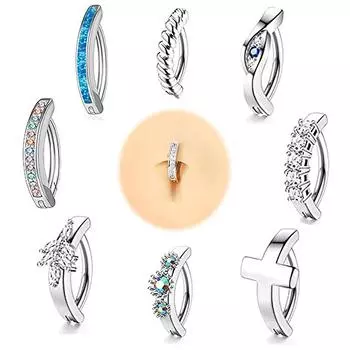 Цветное цирконовое кольцо для пупка, пирсинг, изогнутый в обратную сторону пупок, украшения для тела