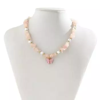 Цветное дофаминовое гравийное бисерное ожерелье на ключице в пасторальном стиле, летнее колье-бабочка