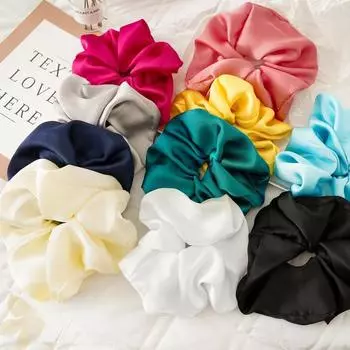 Цветное кольцо большого размера, кольцо для волос для толстой кишки, тканевая резинка, кольцо для диких волос, атласный головной убор для девочек, модные плетеные волосы темно-синий