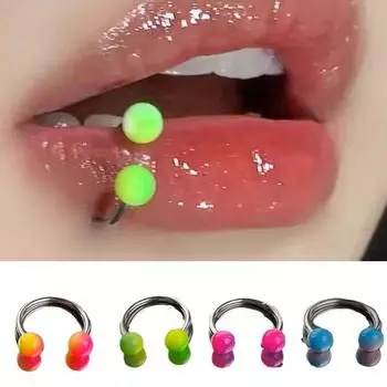 Цветное круглое кольцо-штанга 1,2 мм, бесшовное, для пирсинга ушей, безопасное кольцо для перегородки носа Green 8mm