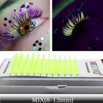 Цветное легкое наращивание ресниц, УФ-неоновое наращивание ресниц, светящиеся ресницы, красочные автоцветущие мегаобъемные наращивание ресниц 0.07mm--8-13mm--C