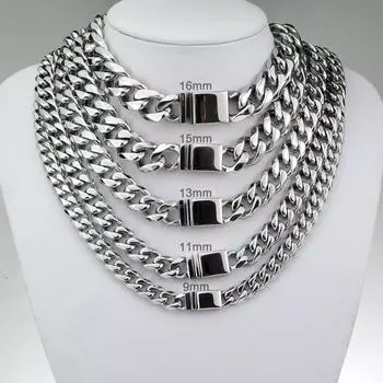 Цветное мужское женское кубинское ожерелье из нержавеющей стали 9mm-41cm