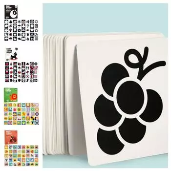 Цветное обучение, карта визуальной стимуляции для младенцев, высокая контрастность, Монтессори, детские игрушки, детский сад 0-3 months