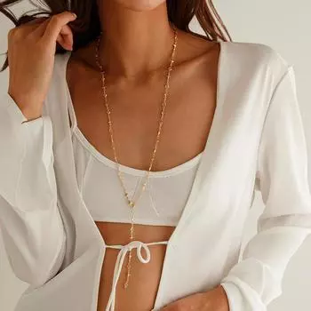 Цветное ожерелье в виде цепочки Y-образной формы, милая трехмерная металлическая медная цепочка на ключицу