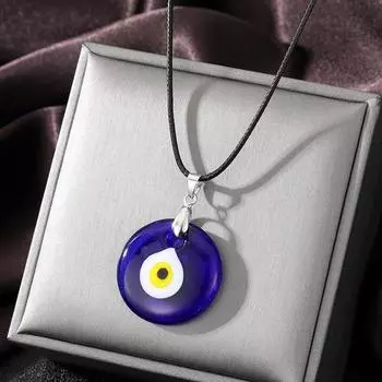 Цветное стекло Синие Глаза Зла Кулон Ожерелье Женское Мужское Круглое Турецкий Счастливый Глаз