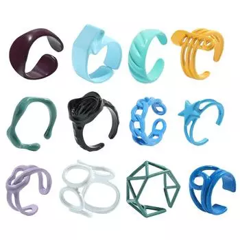 Цветное толстое кольцо из сплава, женское модное уникальное многослойное кольцо в стиле Y2k, милое открытое кольцо в стиле ретро, ювелирное изделие, подарок для женщин