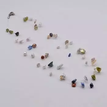 Цветное жемчужное ожерелье, нерегулярный натуральный жемчуг, рыболовная леска ручной работы, короткое ожерелье, ожерелье из гипсофилы, женский подарок, рекомендация 48cm