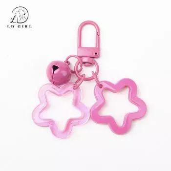 Цветной акриловый брелок-подвеска в виде пентаграммы-колокольчика, аксессуары для DIY, подвеска-замок для рюкзака, кольцо для ключей, подвеска для автомобиля розы красного