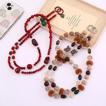 Цветной акриловый диагональный кукольный ремешок, цепочка с крестиком, ручная работа, бисерное украшение для сумки, чехол для мобильного телефона, кулон, ювелирное изделие